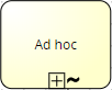 Task labeled "Ad hoc" with plus and tilde symbols at the bottom.