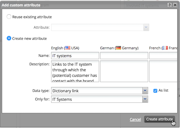 Creating a custom attribute to reference IT systems.