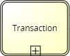 A task labeled "Transaction" with a small plus icon at the bottom.