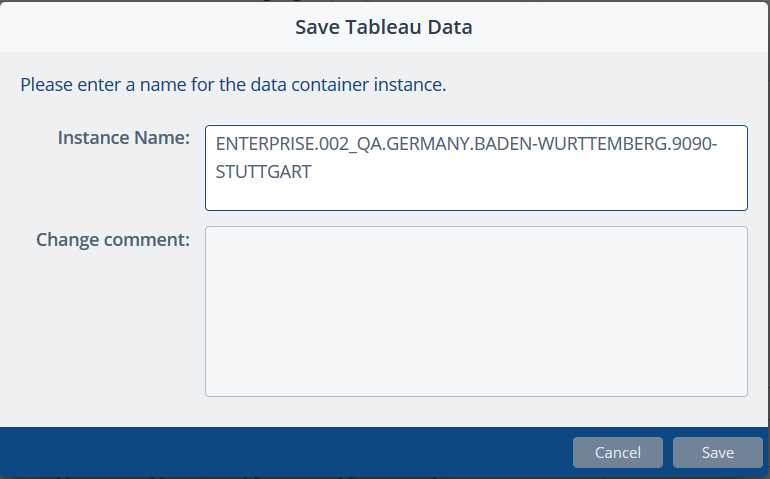 Save Tableau - Change Comment