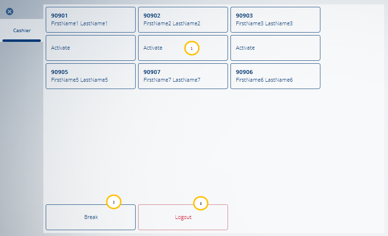 Take Away - Operator Screen