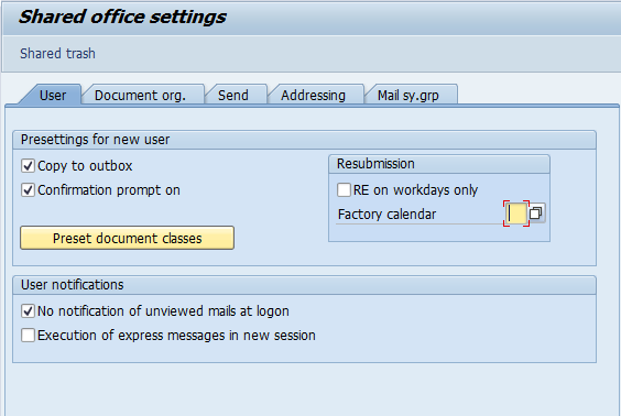 Transaction SO16 Shared Office Settings | SAP Help Portal