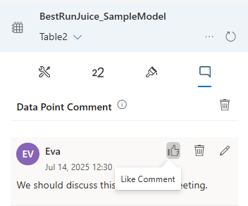 Data Point Comments Example