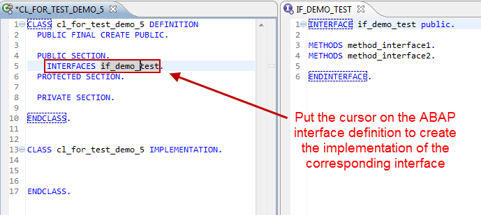 Creating the implementation part of an interface in a class