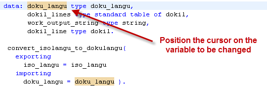 Highlighted positions where an element is renamed