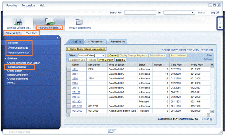 Example of entries in quotation marks