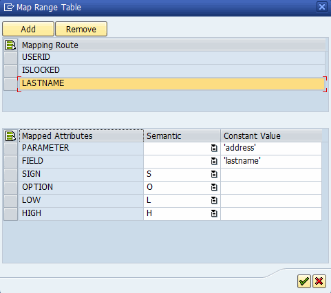 Range
table additional values for LASTNAME