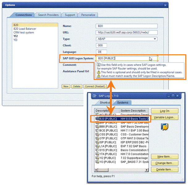 SAP GUI Logon System and SAP Logon
