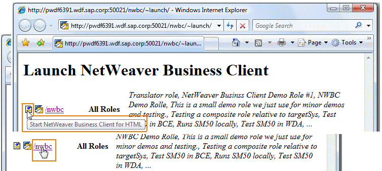 Launch NWBC for HTML