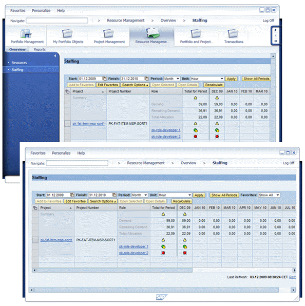 Example of NWBC with and without navigation panels and quick launch