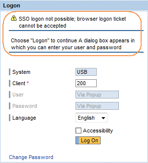SSO logon not possible; browser logon ticket cannot be accepted