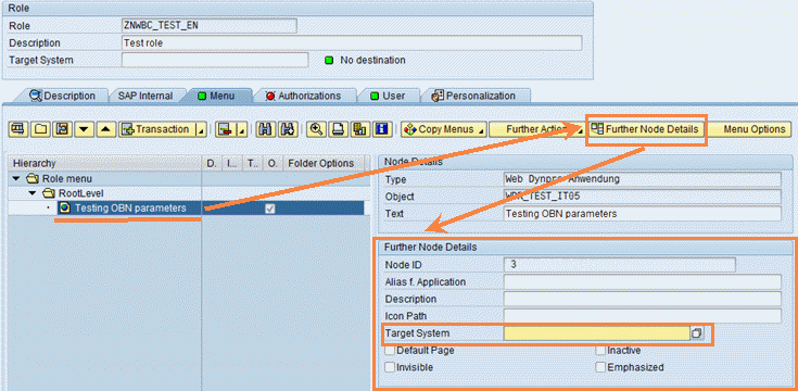 RFC destination field for individual role entries