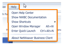 Example of Help menu