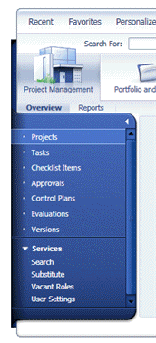 Example of left navigation
