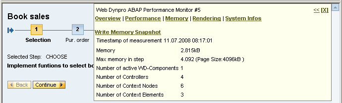 Example of Performance Monitor Memory