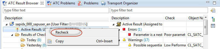 Running Recheck for active result