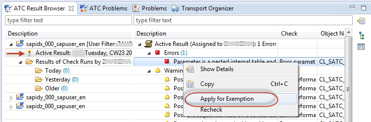 Starting the "Apply for Exemption" wizard