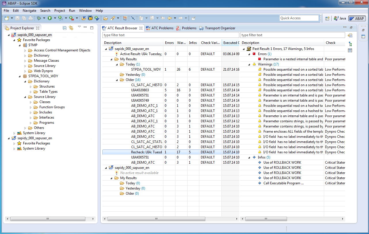Active ATC results from central quality system