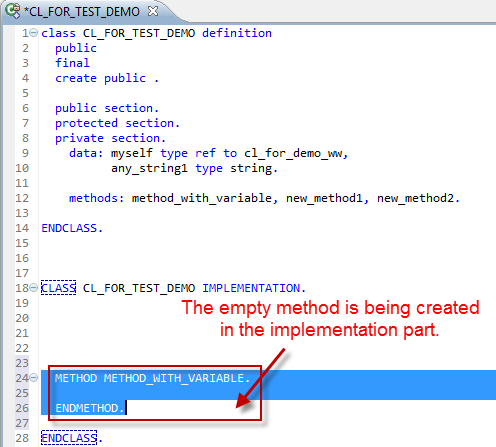 Adding of the empty implementation part