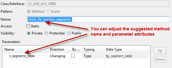 Input field to edit the name of the method to be extracted