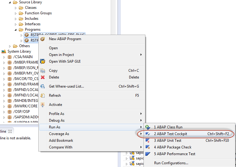 Launching an ATC check from the Project Explorer