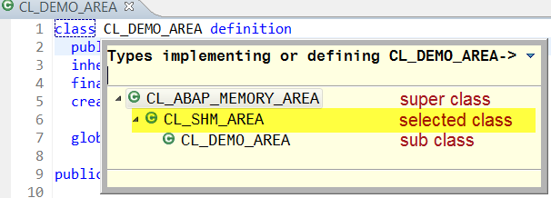 Quick view displaying the class hierarchy