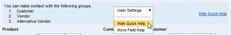 Hide Quick Help