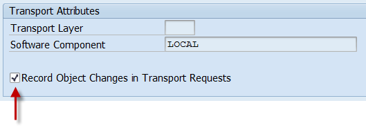 Recording option in the Transport Attributes