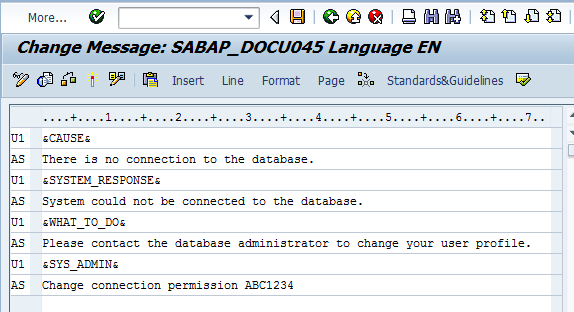 Display of the Workbench editor where you add a long text to a message