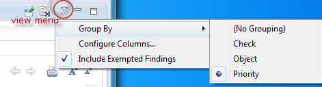 Accessing the view menu