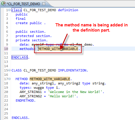 Adding the method definition in the private section
