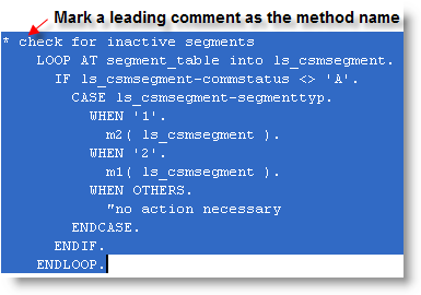 Example of selected source code that is extracted into a new method