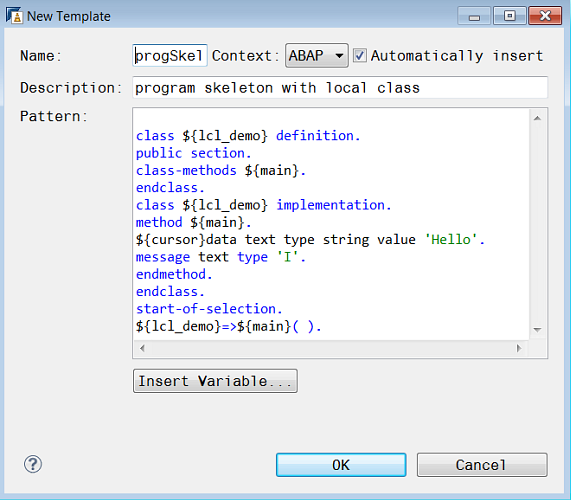 Adding an new ABAP template
