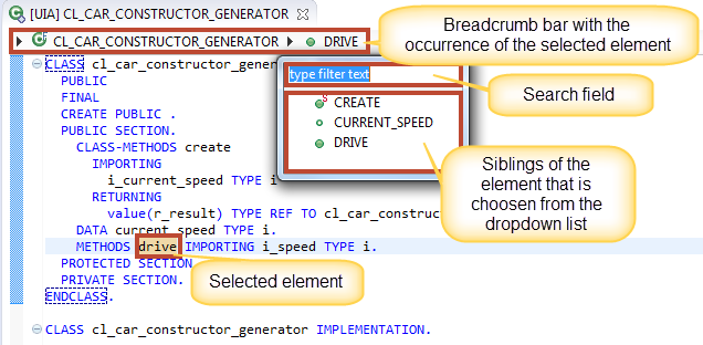 Displaying siblings of an element in the breadcrumb bar