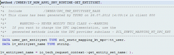 Declaration per entity type and entity set