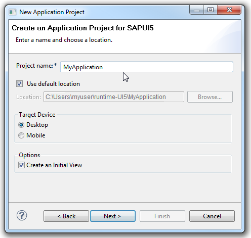 SAPUI5 Tools Create App Project