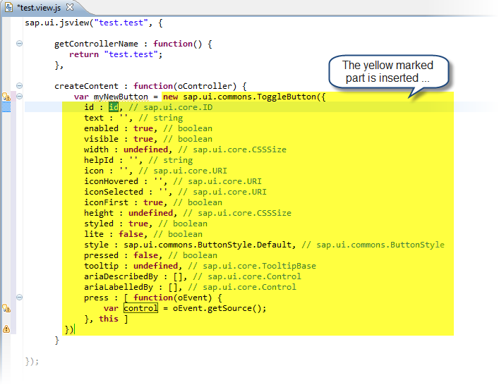 SAPUI5 ApplTools JS Templates Insert