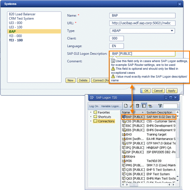 SAP GUI Logon Description and SAP Logon