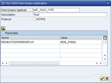 Example of inserting a Web Dynpro ABAP application