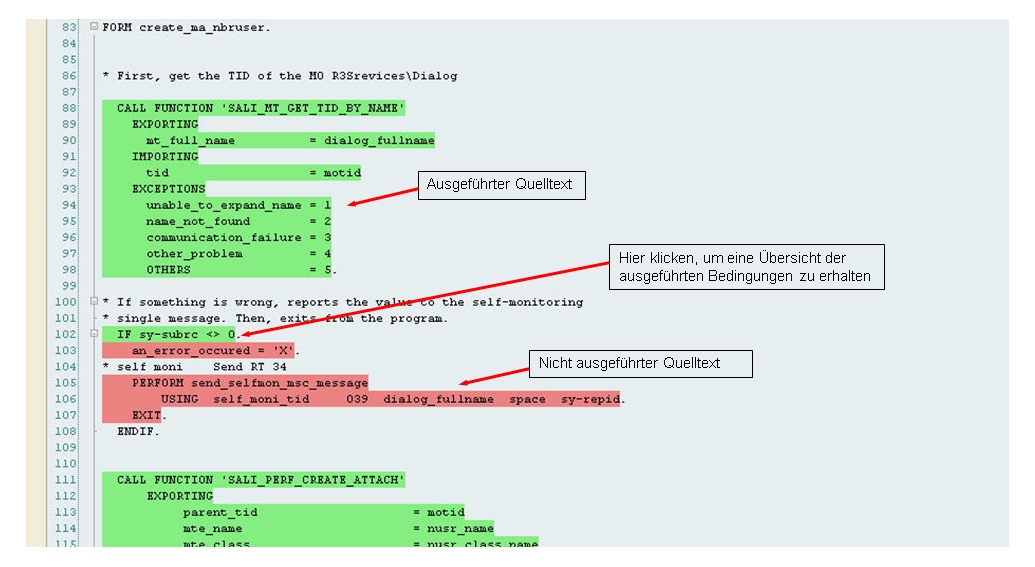 Quelltextabdeckung im ABAP-Quelltext Quelltextabdeckung im ABAP-Quelltext