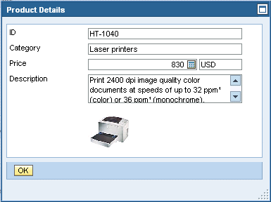 Product Details Popup Window with Image