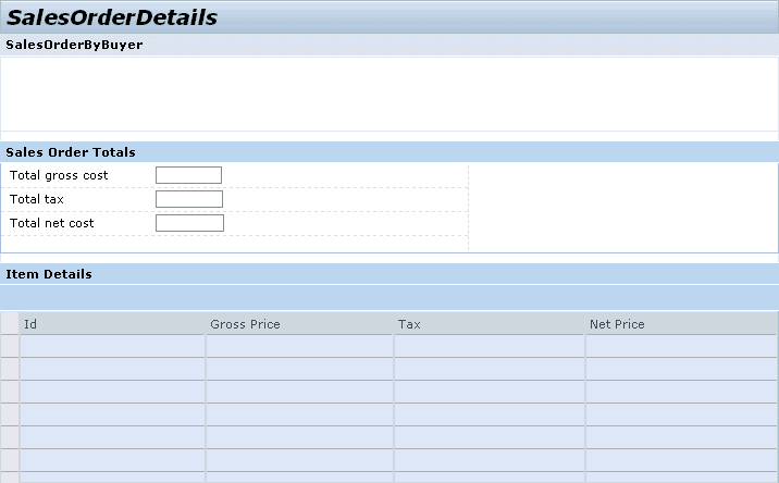 Sales Order Details Layout