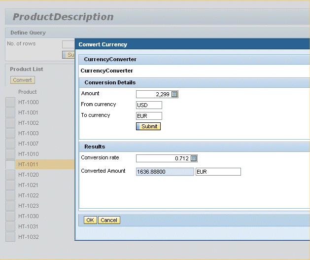 Product Information Application with Embedded Currency Converter