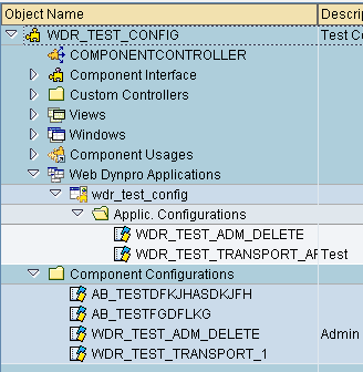 Example of Display of Existing Configurations