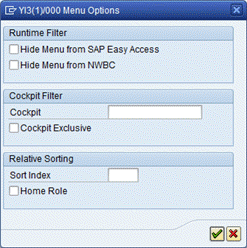 Menu Options popup