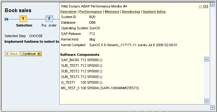 Example of Performance Monitor System Information