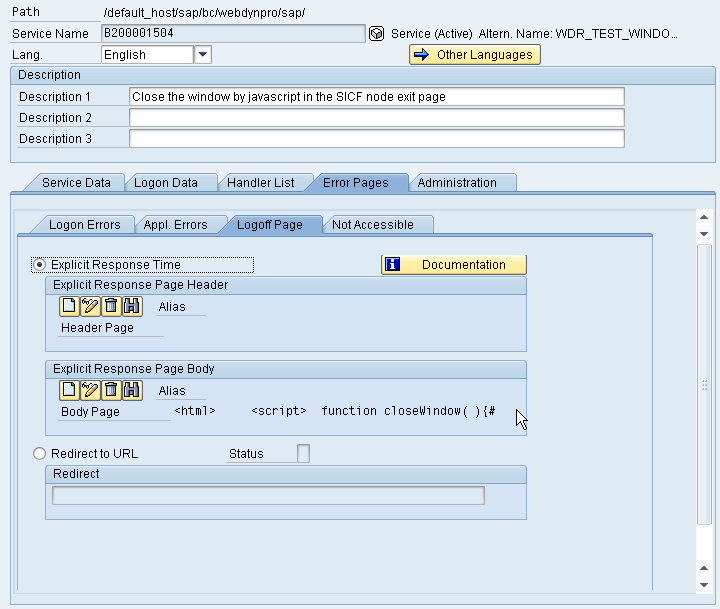 Example of a Logoff Page