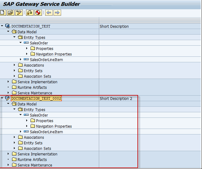 Copied project in tree view