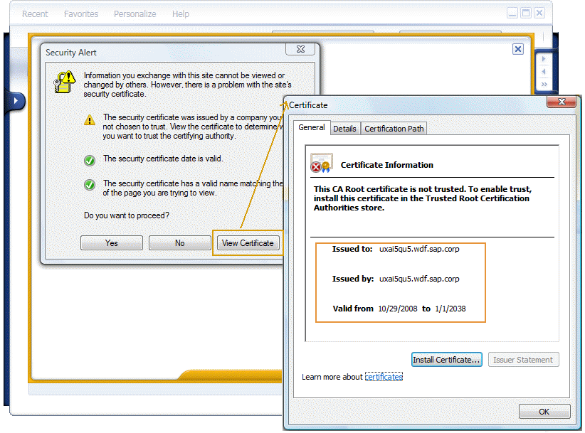 Certificate Information in SAP Business Client